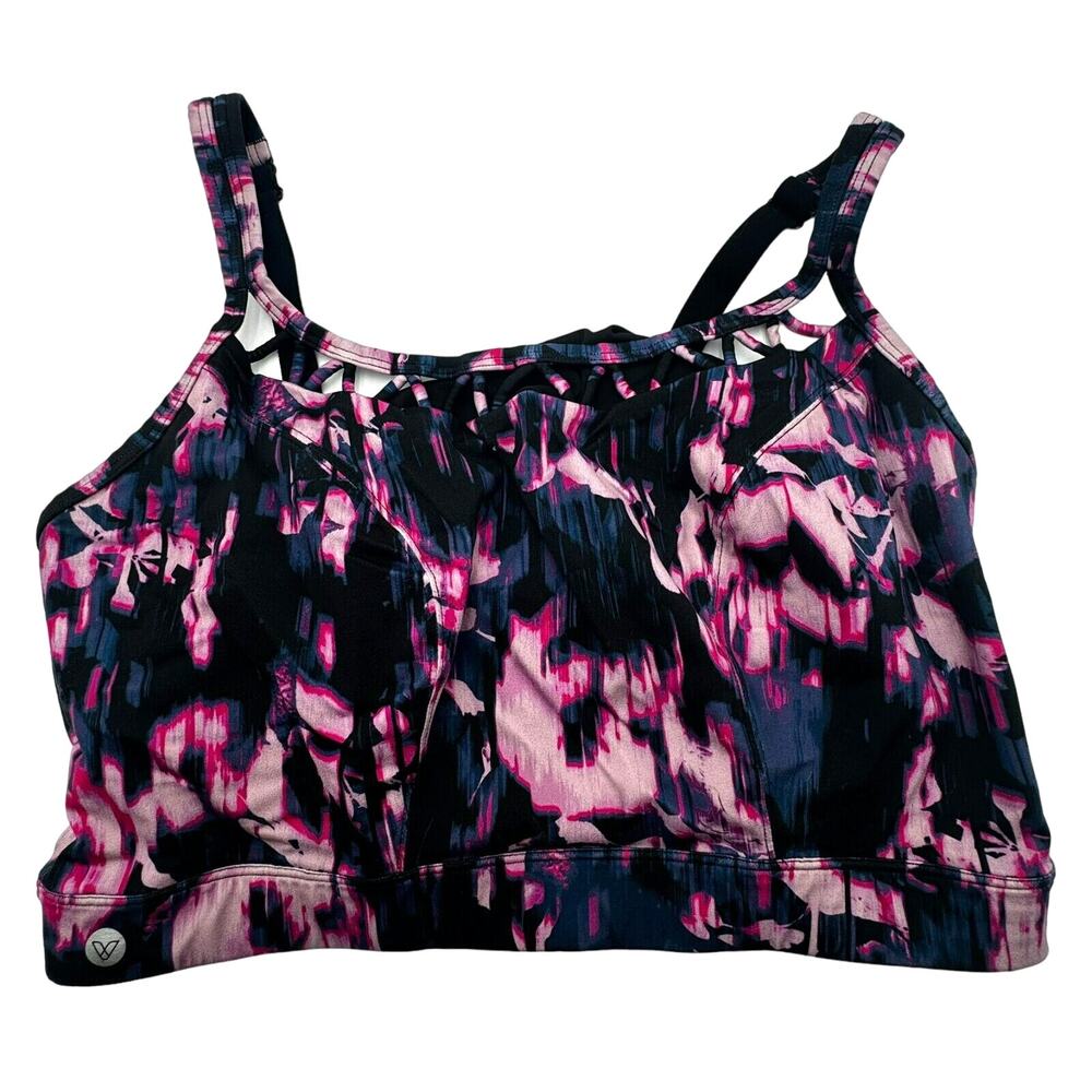 LANE BRYANT Livi Active Size 24 Pink Caged Medium Impact Wireless Sports Bra